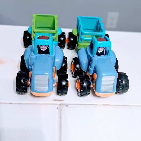 Lot of 9 Friction Powered Car Toys Tractor Dump Truck Mixer Backhoe Vehicles - Picture 3 of 6